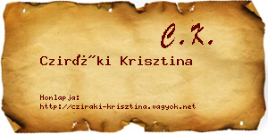 Cziráki Krisztina névjegykártya